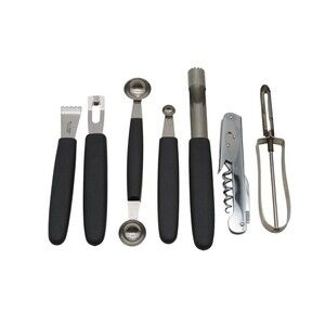 F. Dick Stainless Germany Garnish Tools in Roll Bag Scoops Zester Corer Peeler